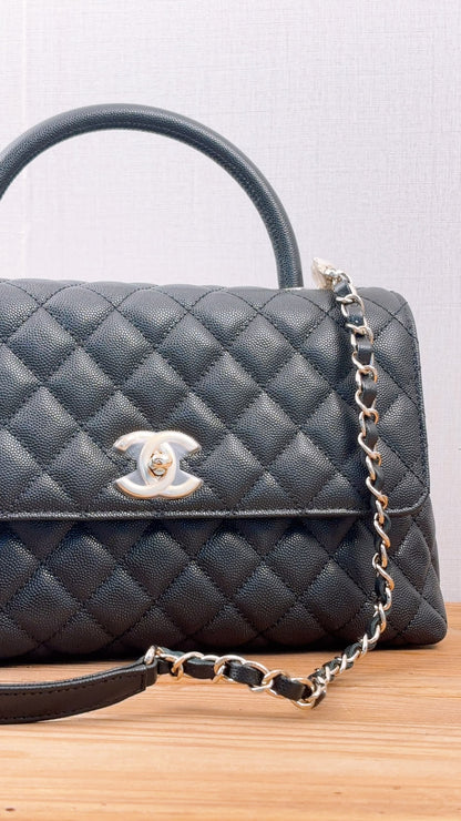 Chanel Black Caviar Medium Coco Handle (LGHW)
