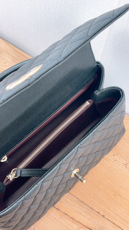 Chanel Black Caviar Medium Coco Handle (LGHW)
