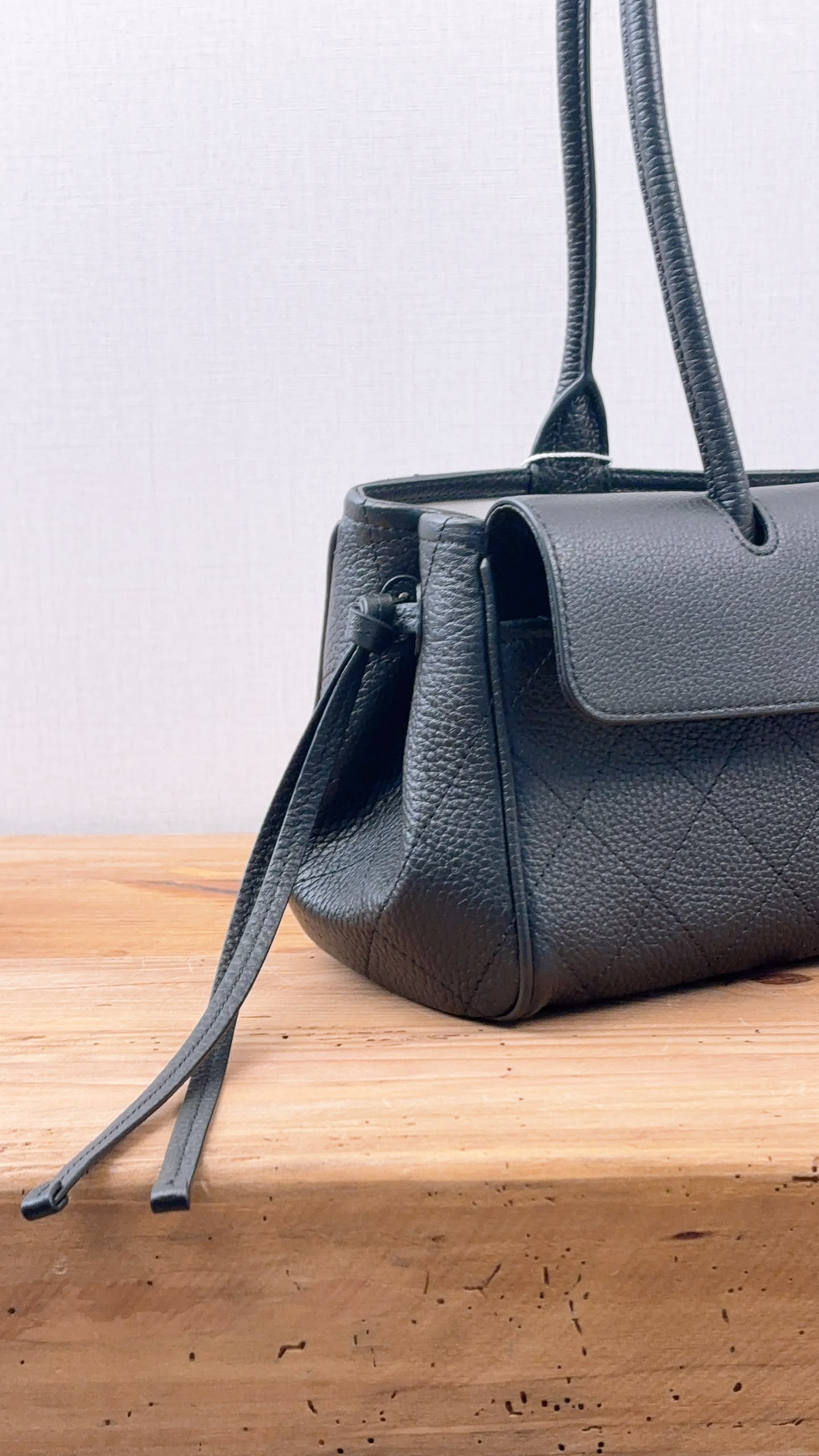 Chanel Black Grained Calfskin Small Shopping Bag (LGHW)