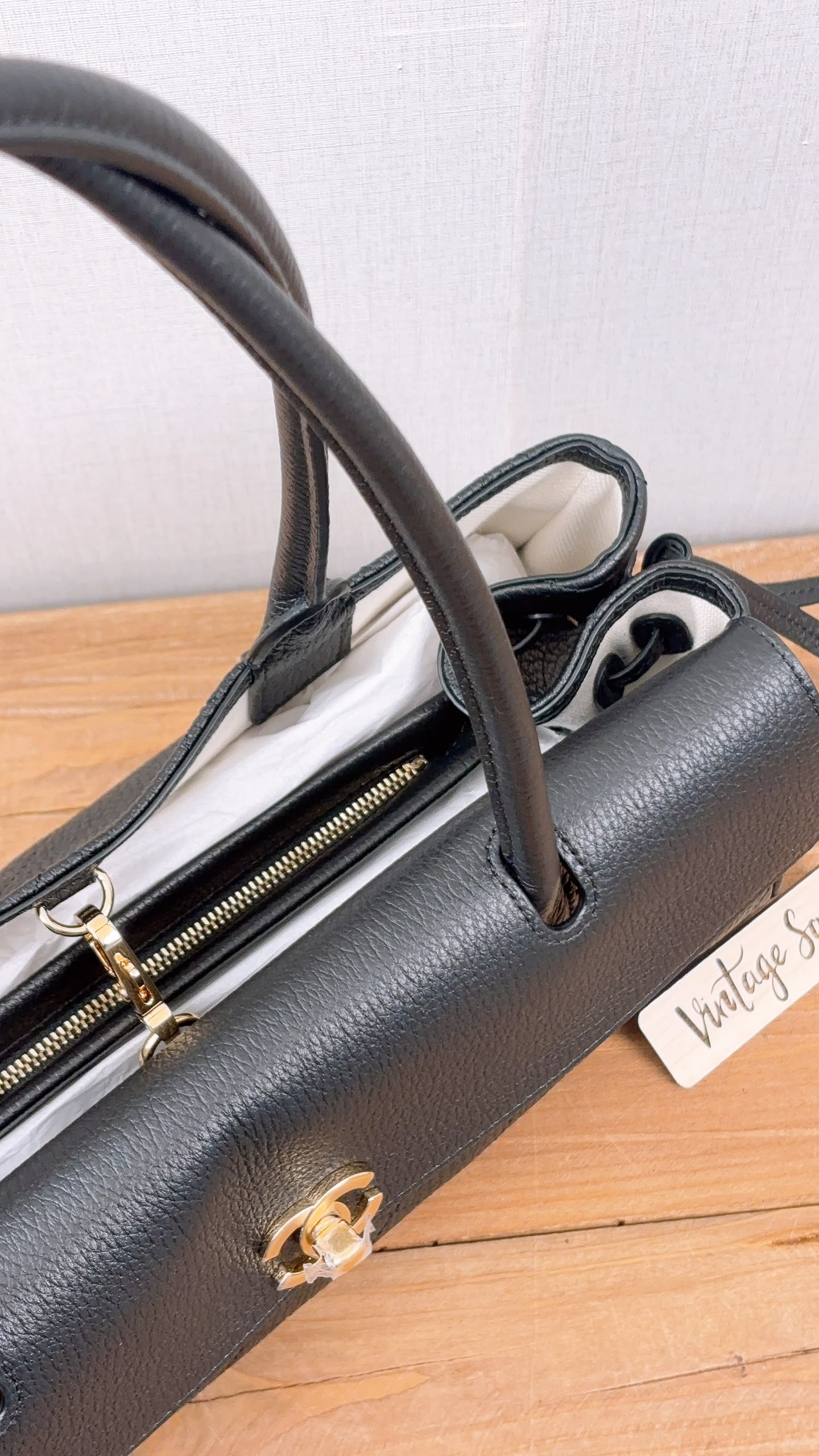 Chanel Black Grained Calfskin Small Shopping Bag (LGHW)