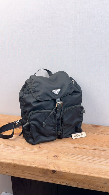 Prada Black Renylon Multi Pockets Backpack