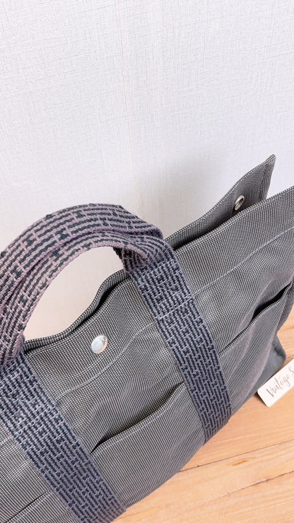 Hermes Black Canvas Herline MM Tote