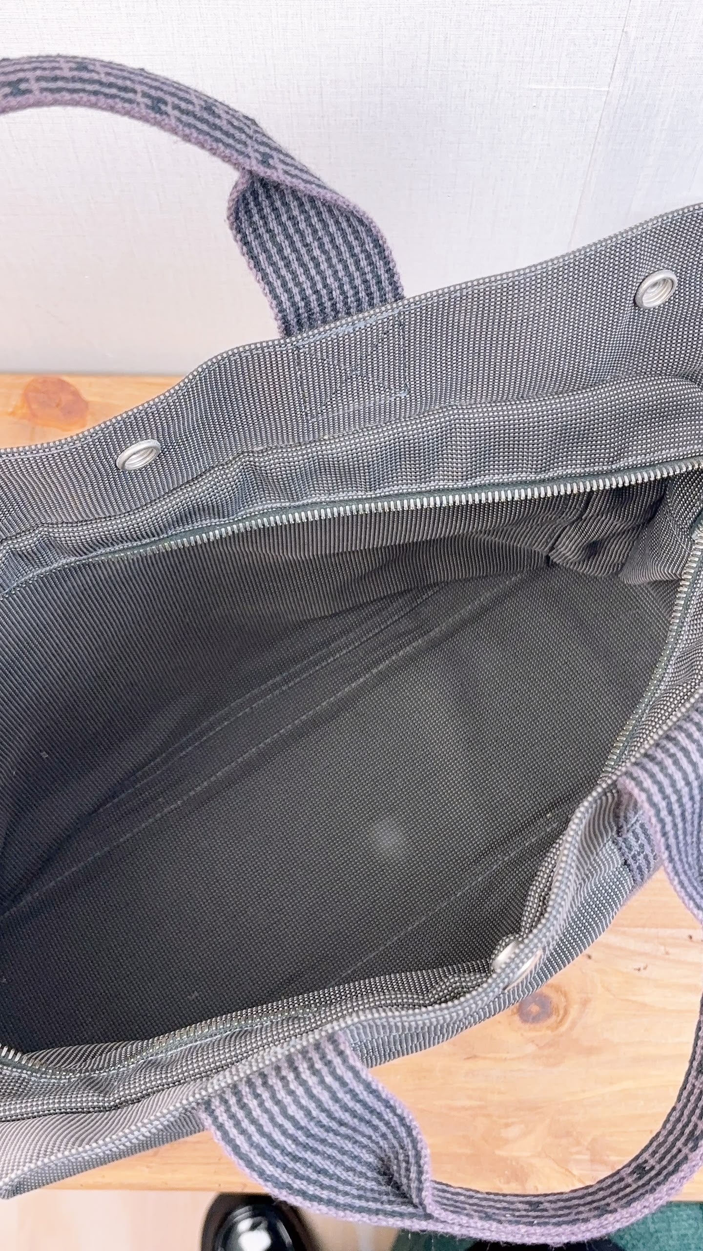 Hermes Black Canvas Herline MM Tote