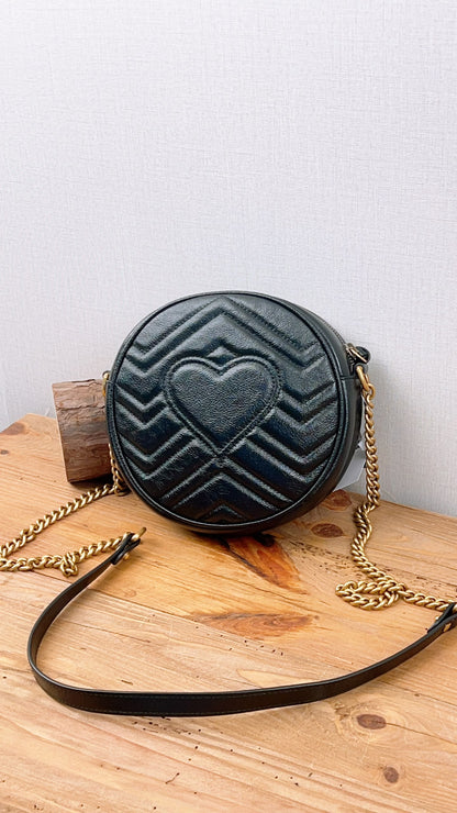 Gucci Black Marmont Round Chain Bag