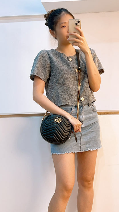 Gucci Black Marmont Round Chain Bag