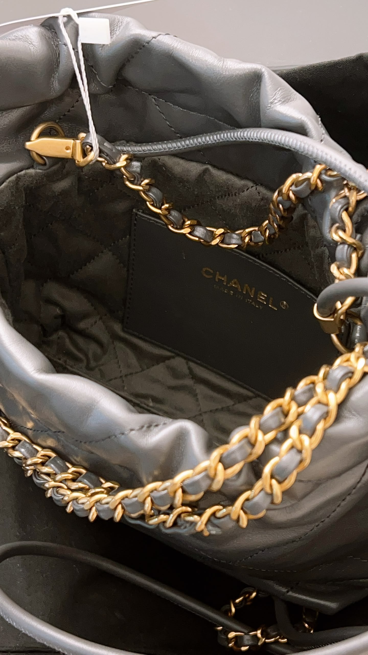 Chanel Dark Grey Calfskin Mini 22 (GHW)