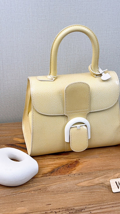 Delvaux Gel Patent Light Yellow Mini Brilliant w Strap