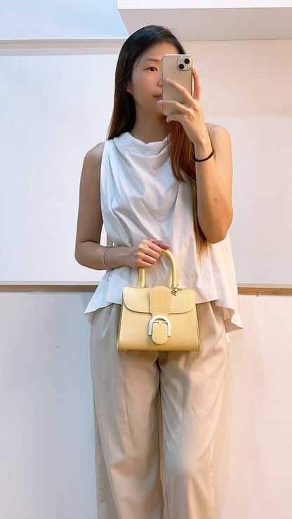 Delvaux Gel Patent Light Yellow Mini Brilliant w Strap