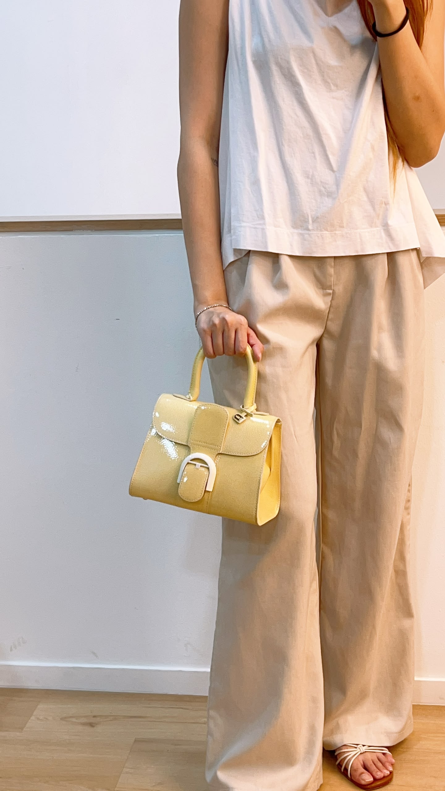 Delvaux Gel Patent Light Yellow Mini Brilliant w Strap