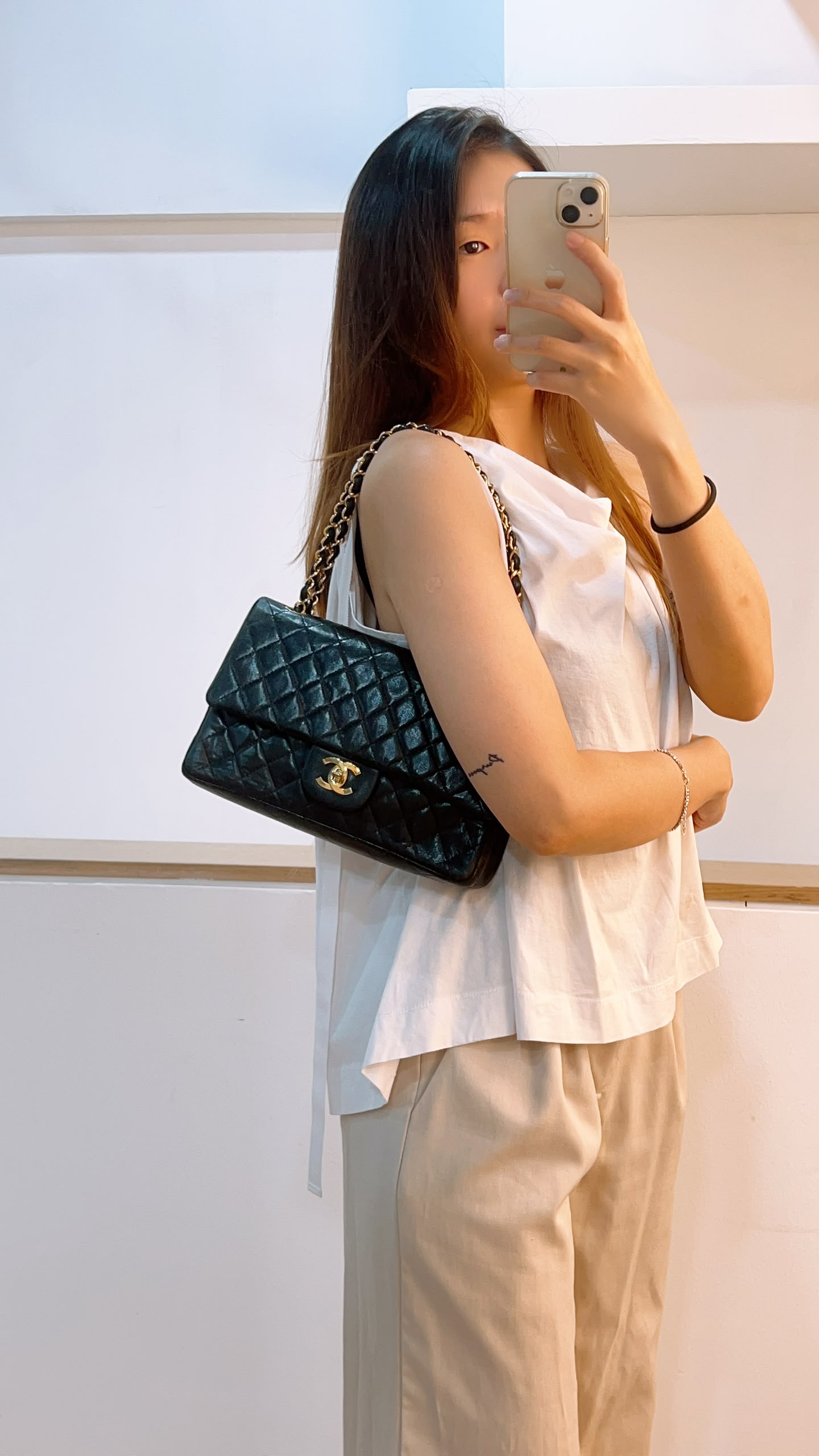 Chanel Black Lambskin Vintage Medium Double Flap (GHW)
