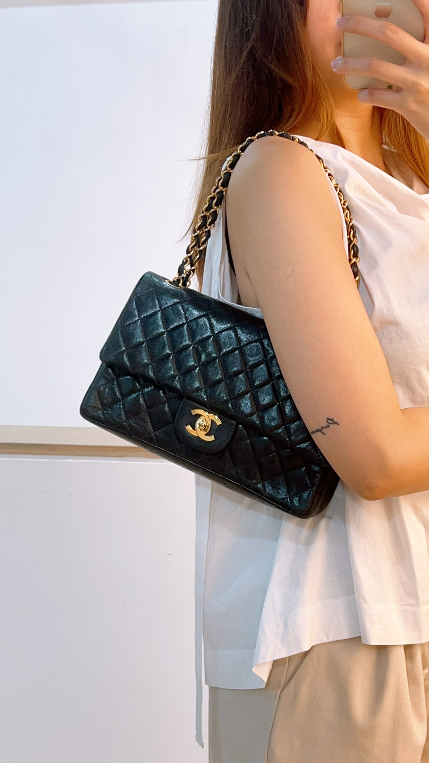 Chanel Black Lambskin Vintage Medium Double Flap (GHW)