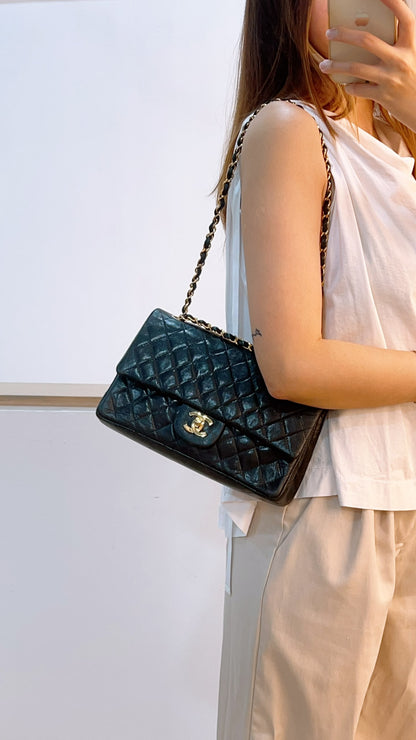 Chanel Black Lambskin Vintage Medium Double Flap (GHW)