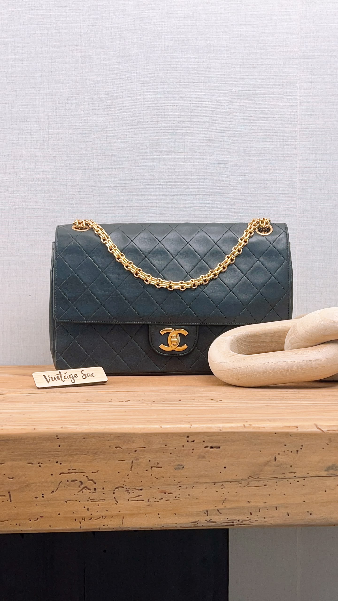 Chanel Black Lambskin Vintage Double Chain Flap (GHW)