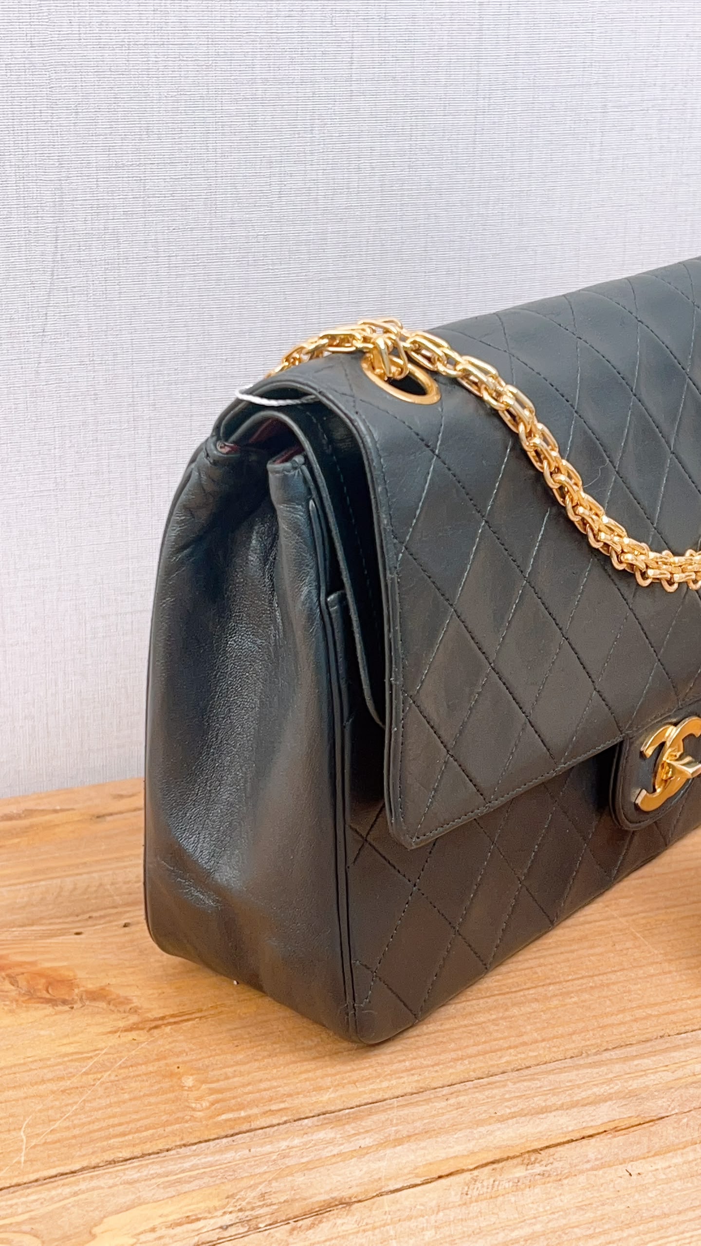 Chanel Black Lambskin Vintage Double Chain Flap (GHW)