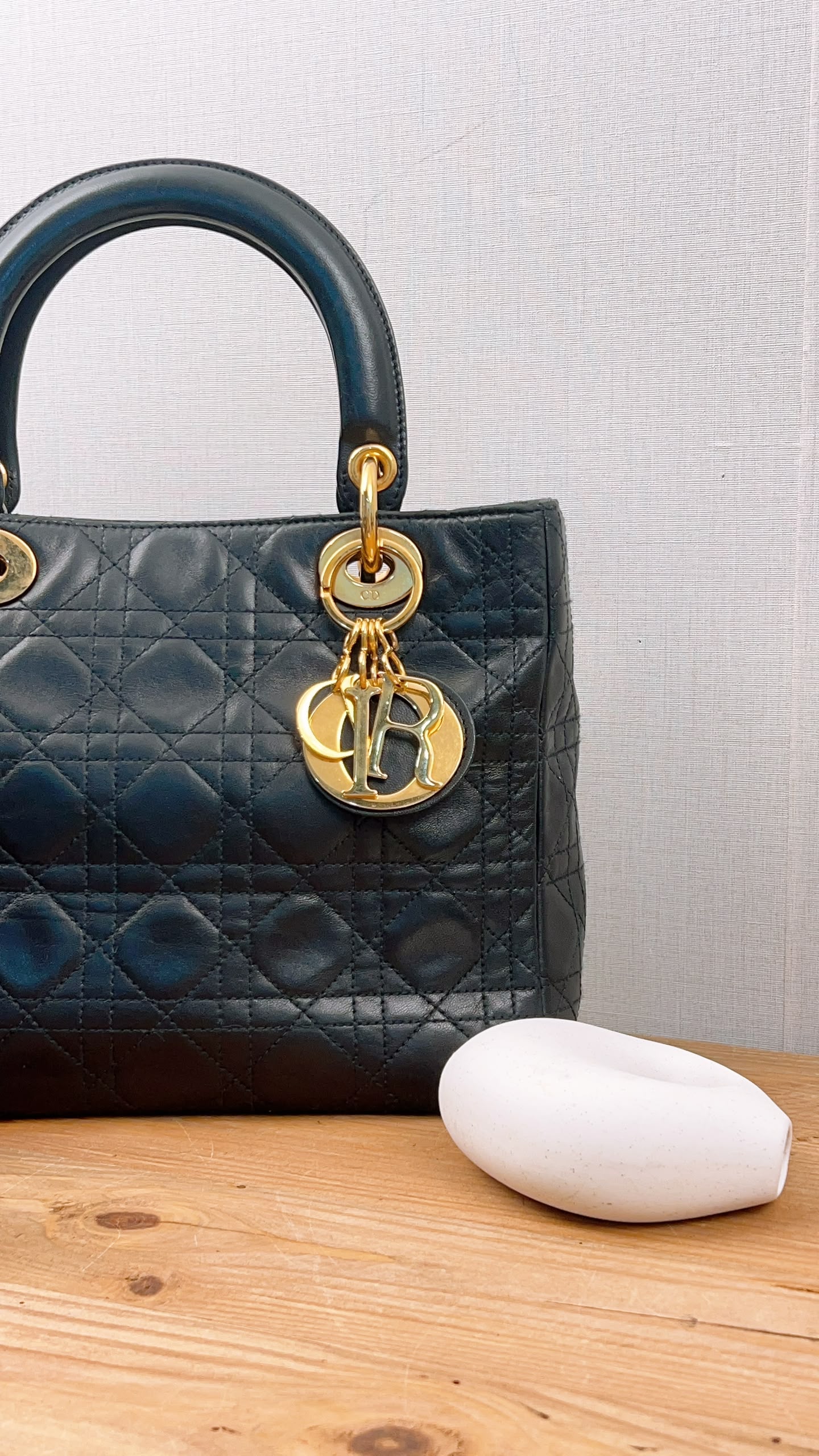 Dior Black Vintage Lambskin Medium Lady Dior (GHW)