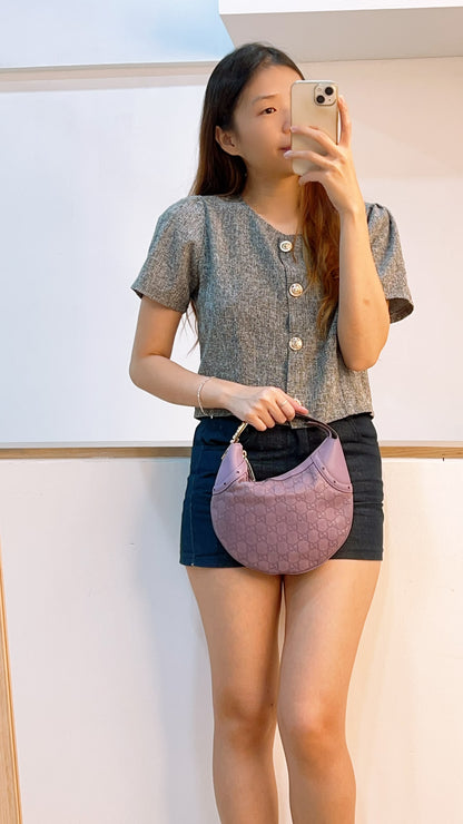 Gucci Purple Guccissima Leather Embossed Glam Hobo