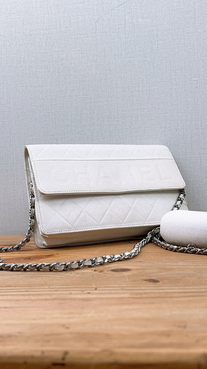 Chanel White Lambskin Vintage Quilted WOC