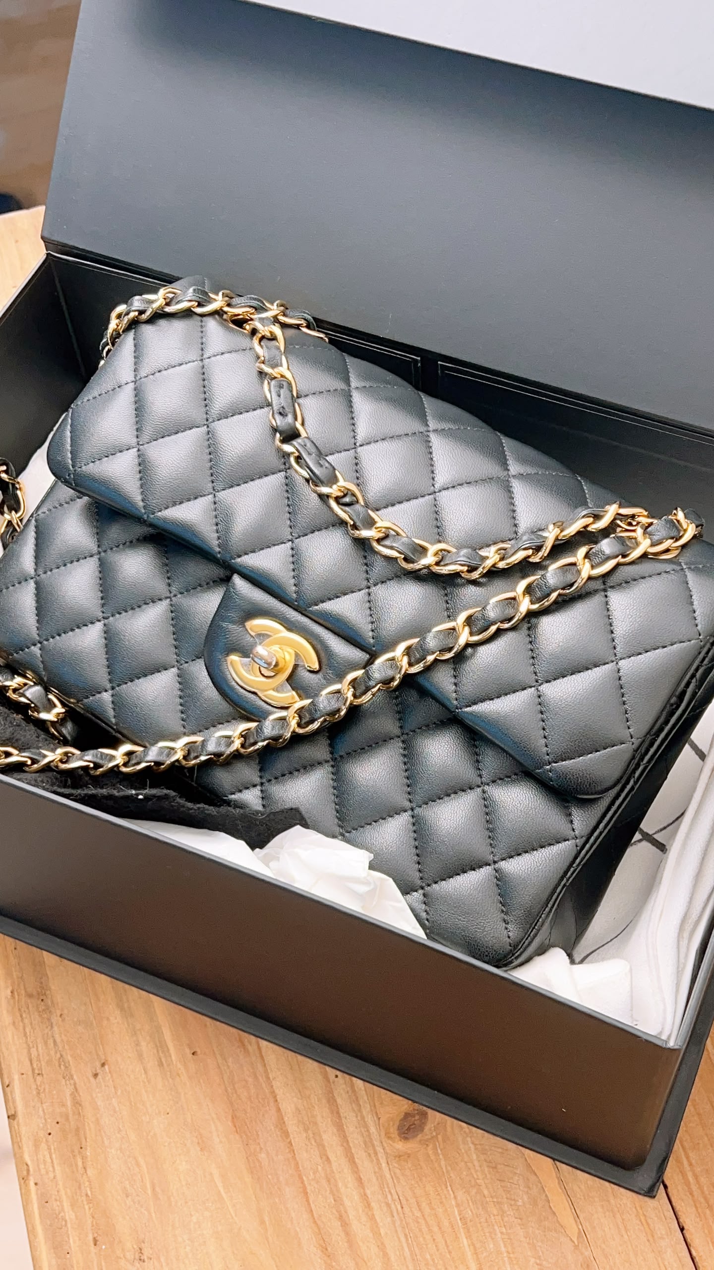 Chanel Black Lambskin Small CF (GHW)