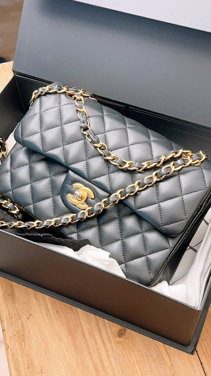 Chanel Black Lambskin Small CF (GHW)