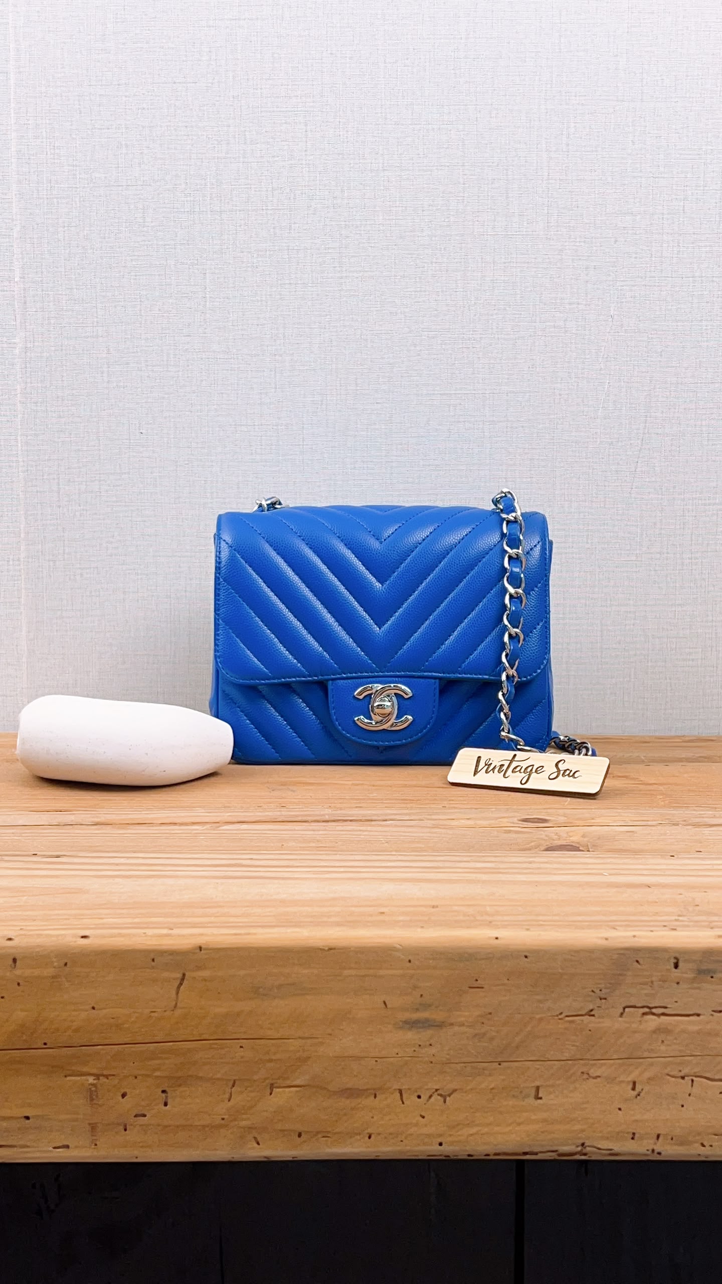 Chanel Royal Blue Caviar Mini Square (SHW)