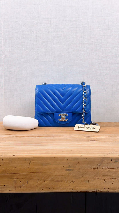 Chanel Royal Blue Caviar Mini Square (SHW)