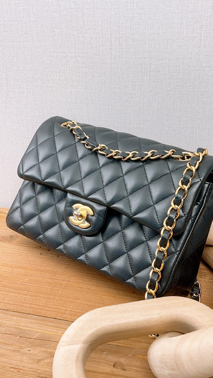 Chanel Black Lambskin Small CF (GHW)