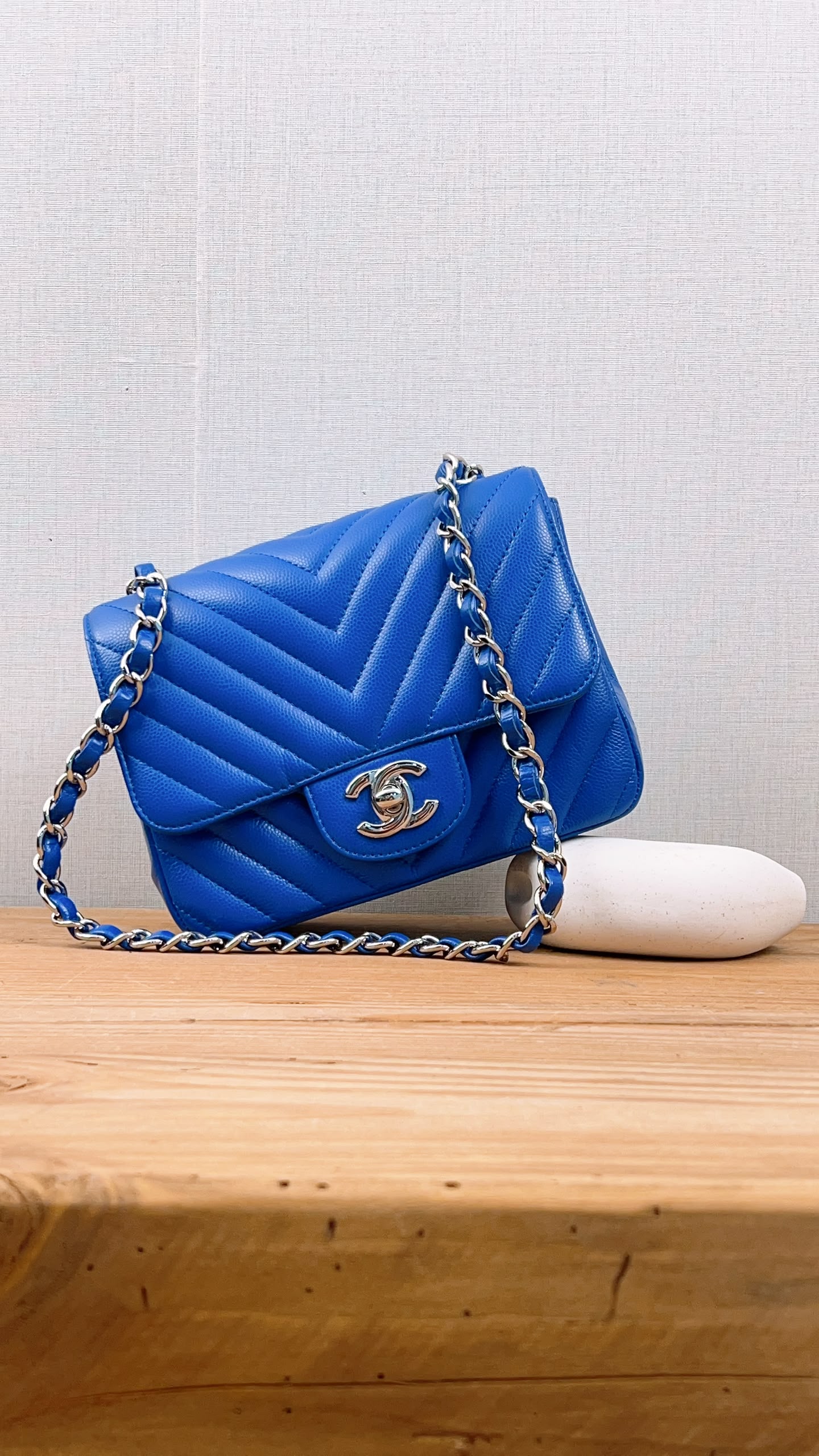 Chanel Royal Blue Caviar Mini Square (SHW)