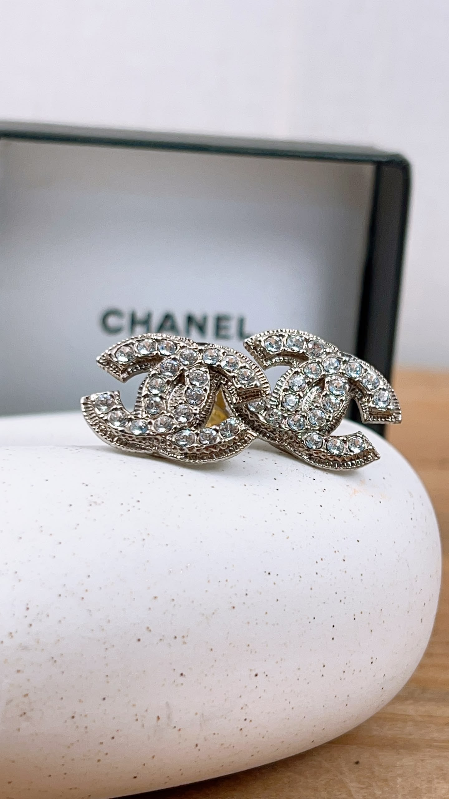 Chanel Silver Diamante Earclips