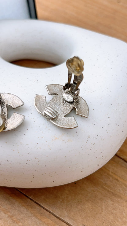 Chanel Silver Diamante Earclips