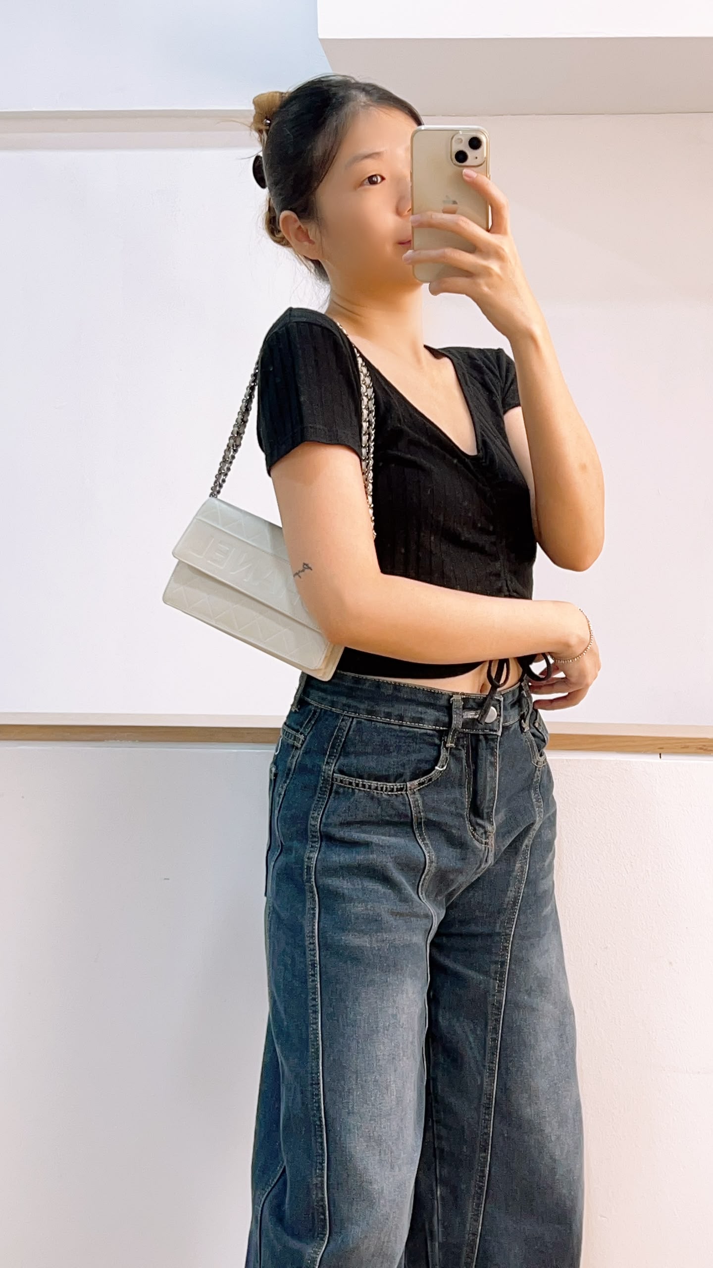 Chanel White Lambskin Vintage Quilted WOC