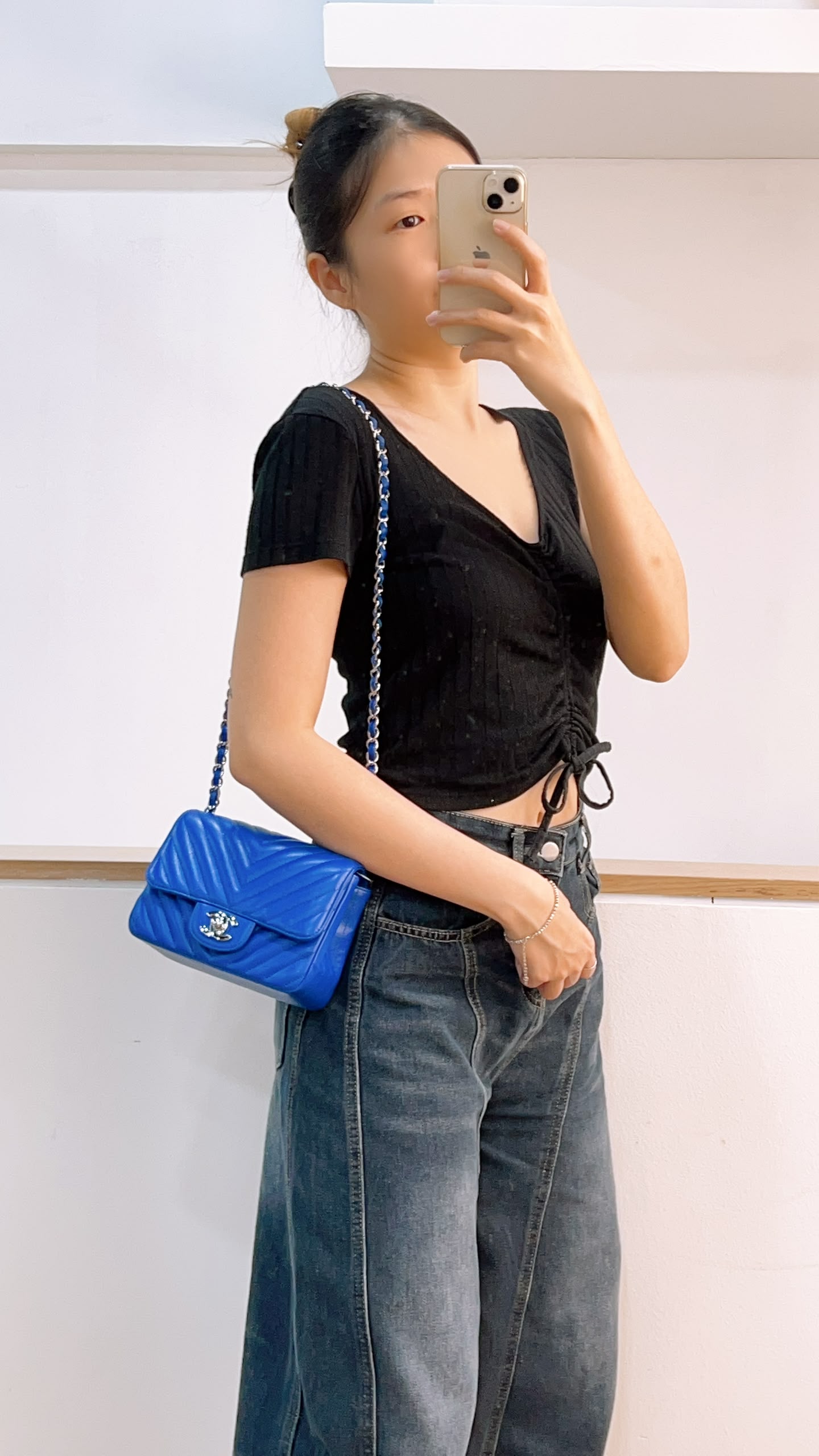 Chanel Royal Blue Caviar Mini Square (SHW)