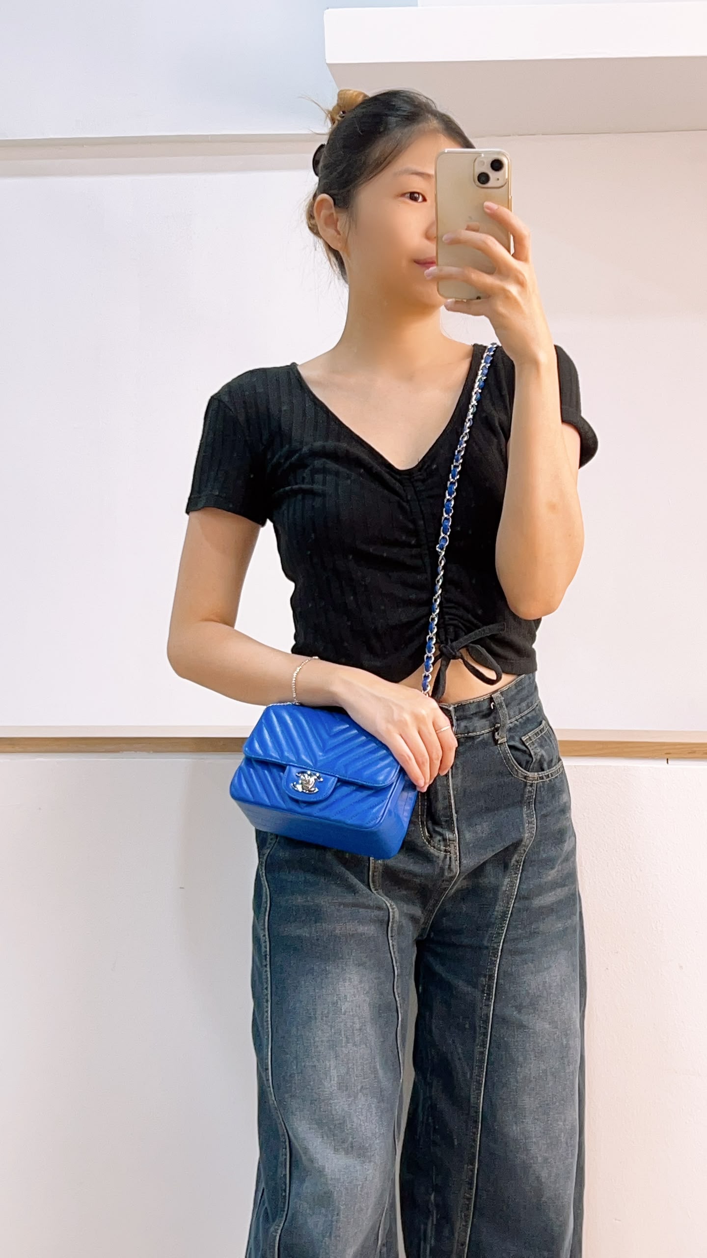 Chanel Royal Blue Caviar Mini Square (SHW)
