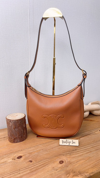 Celine Tan Grained Calfskin Small Heloise Bag (GHW)