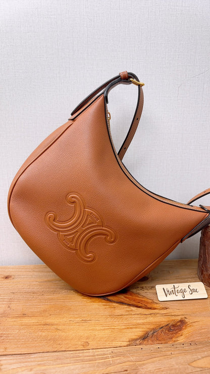 Celine Tan Grained Calfskin Small Heloise Bag (GHW)