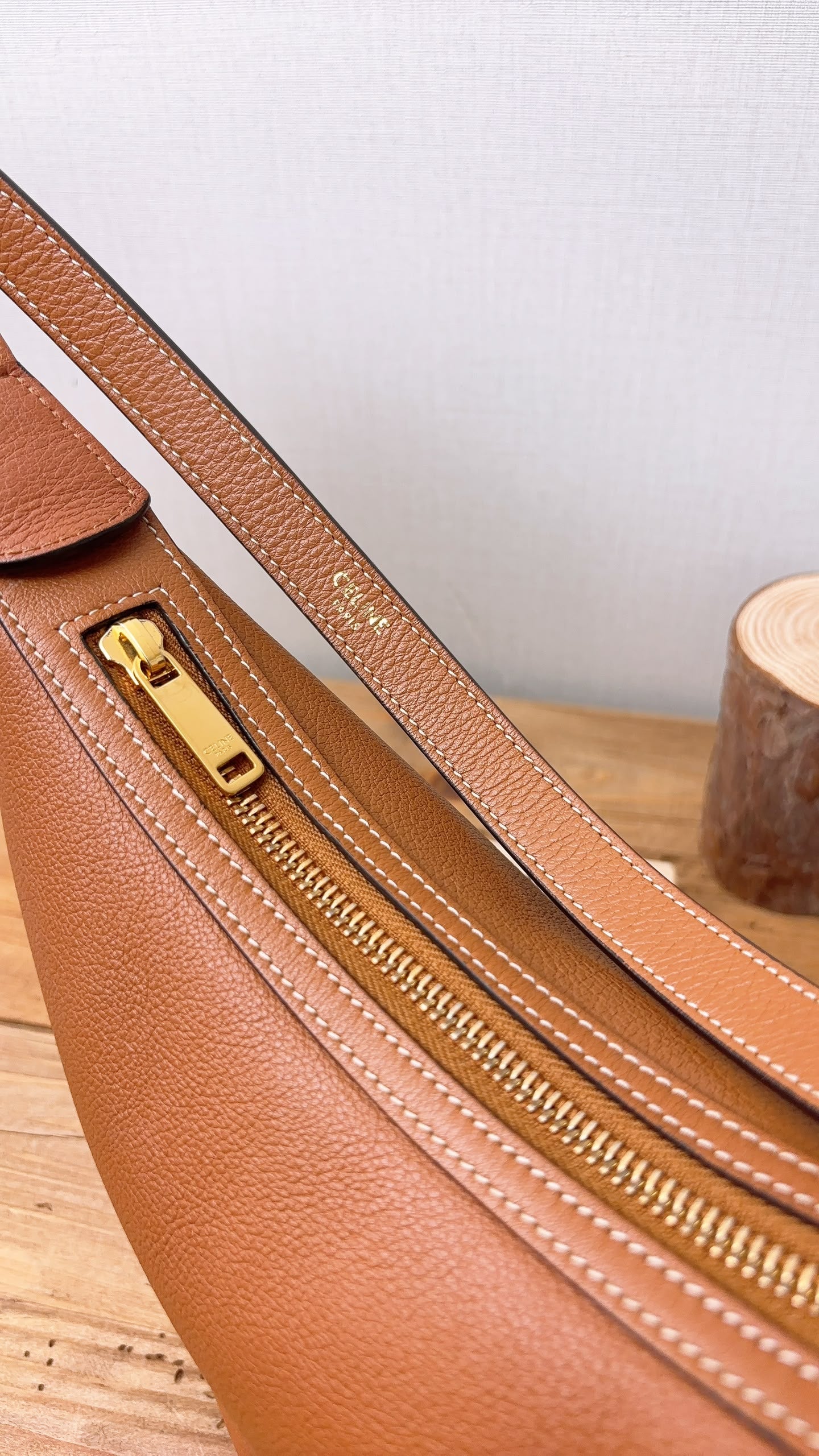 Celine Tan Grained Calfskin Small Heloise Bag (GHW)