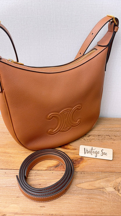 Celine Tan Grained Calfskin Small Heloise Bag (GHW)