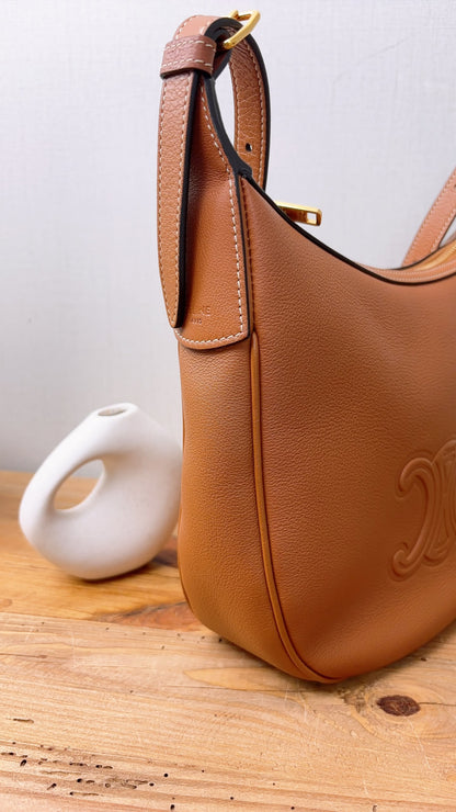 Celine Tan Grained Calfskin Small Heloise Bag (GHW)