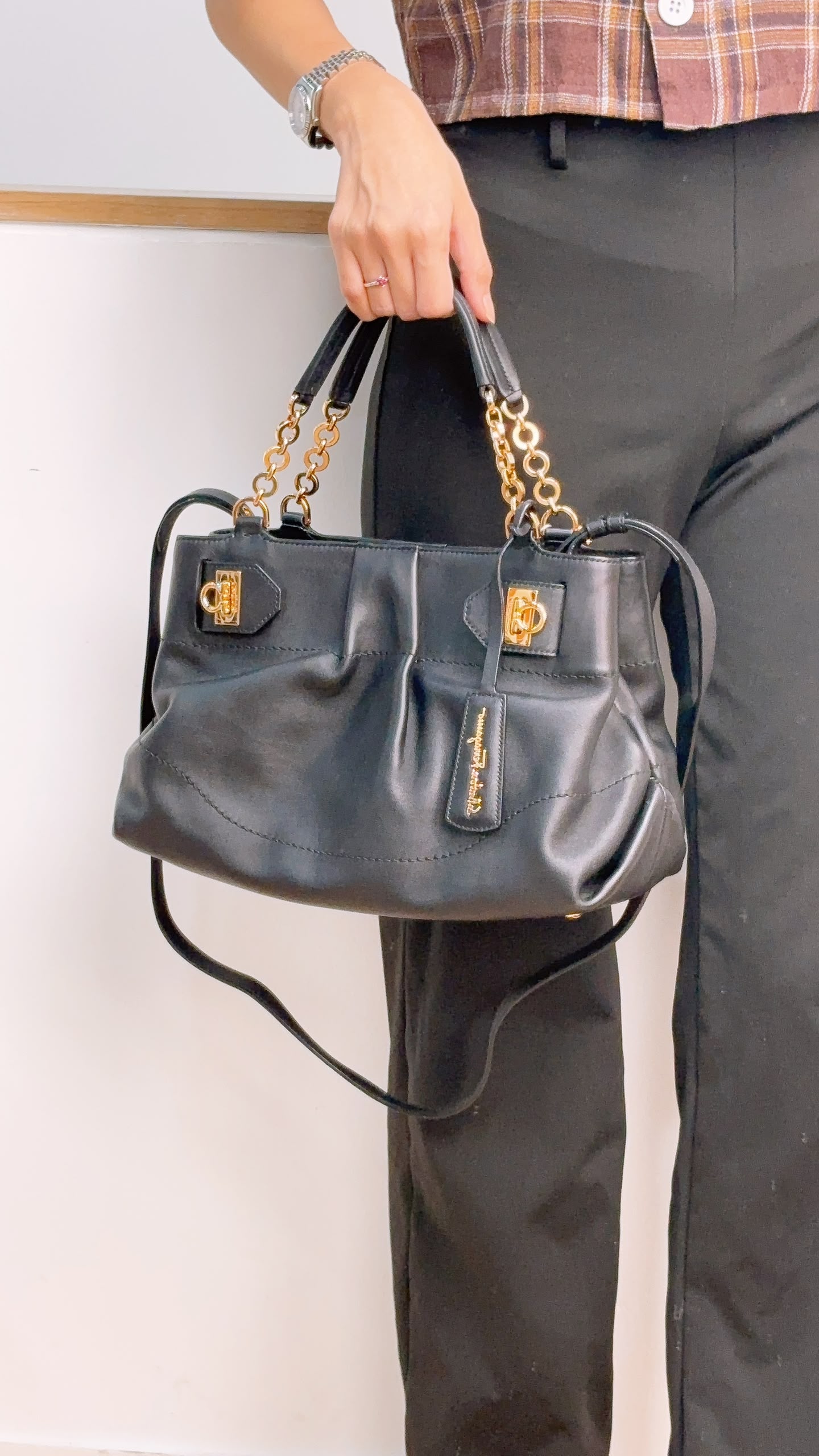 Salvatore Ferragamo Calfskin Chain Tote (GHW)