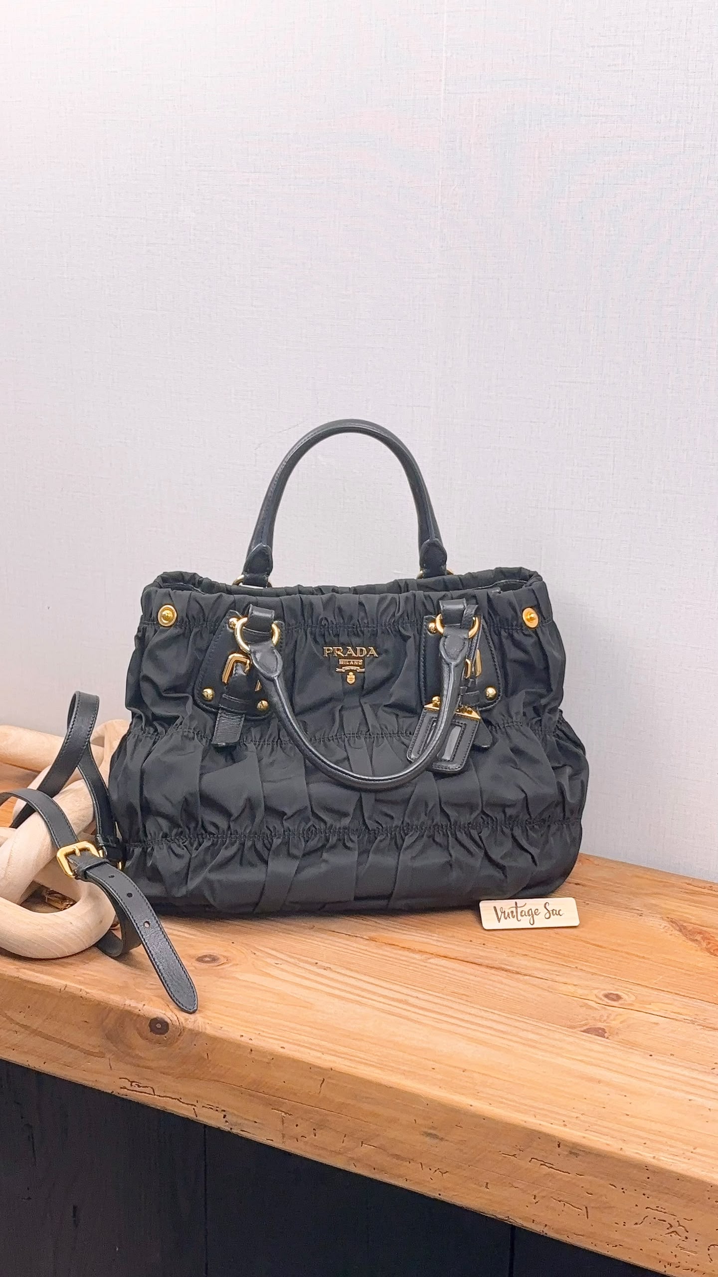 Prada Black Tessuto Nylon Gaufre 2-Way Tote