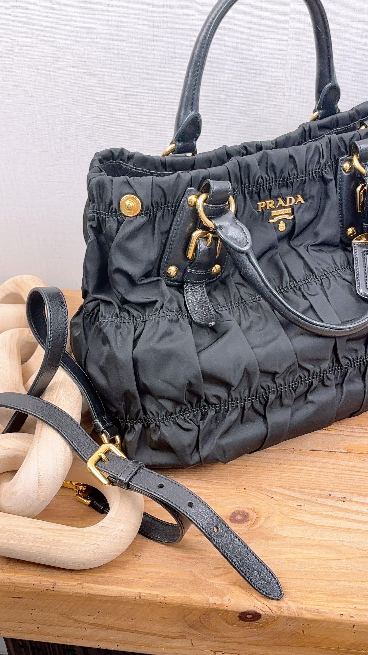Prada Black Tessuto Nylon Gaufre 2-Way Tote