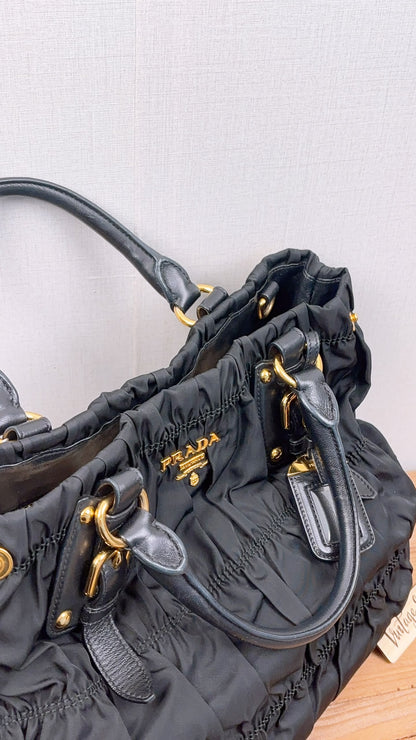 Prada Black Tessuto Nylon Gaufre 2-Way Tote