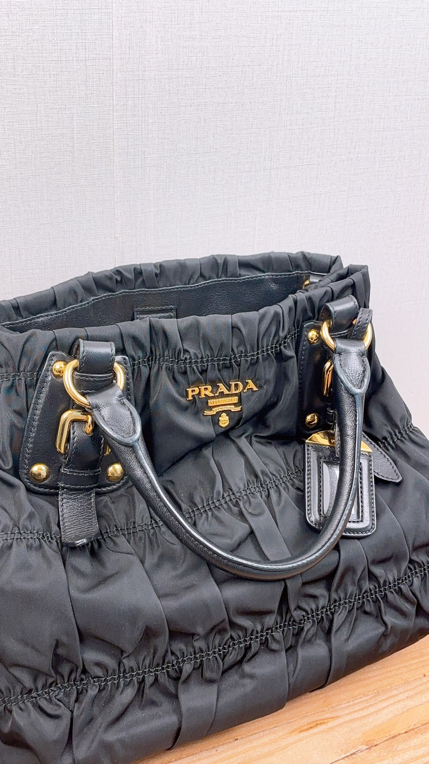 Prada Black Tessuto Nylon Gaufre 2-Way Tote
