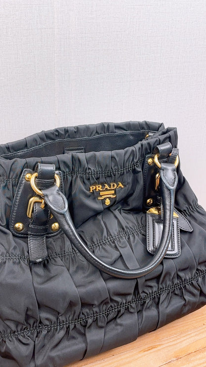 Prada Black Tessuto Nylon Gaufre 2-Way Tote