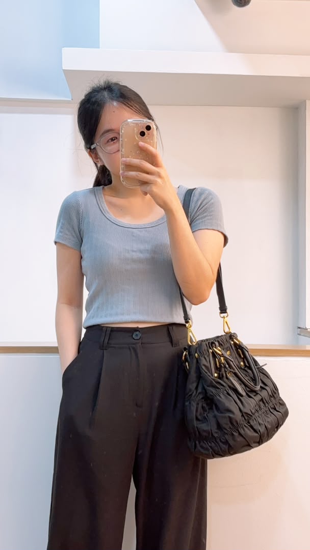Prada Black Tessuto Nylon Gaufre 2-Way Tote