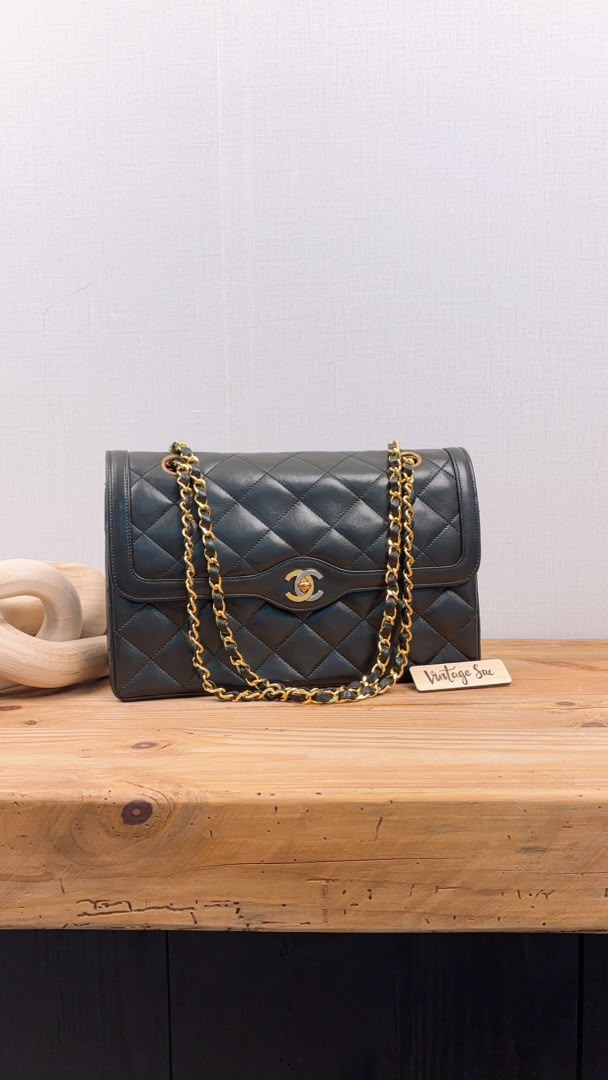 Chanel Black Lambskin Vintage Paris Limited CC Double Flap