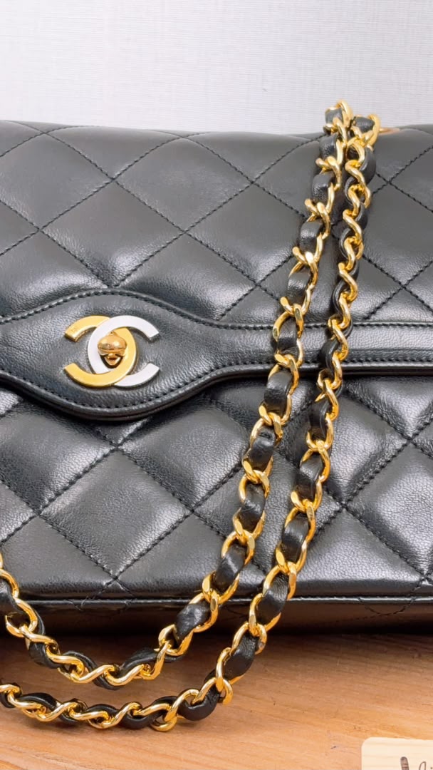 Chanel Black Lambskin Vintage Paris Limited CC Double Flap