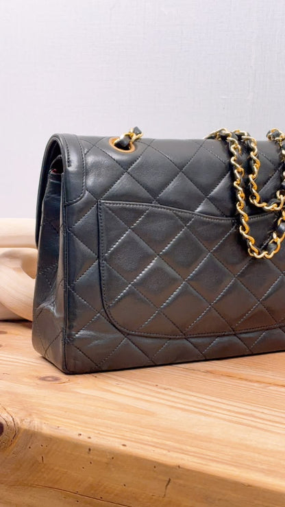 Chanel Black Lambskin Vintage Paris Limited CC Double Flap