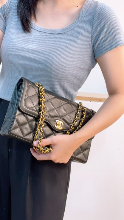 Chanel Black Lambskin Vintage Paris Limited CC Double Flap