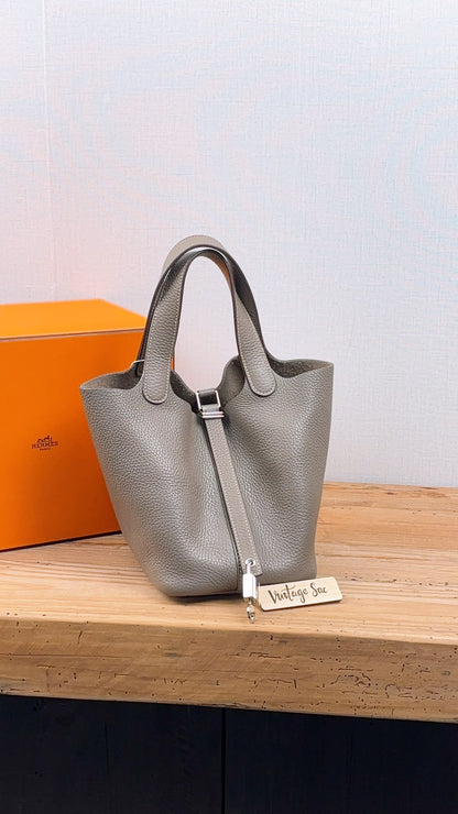 Hermes Etoupe Picotin 18 (PHW)