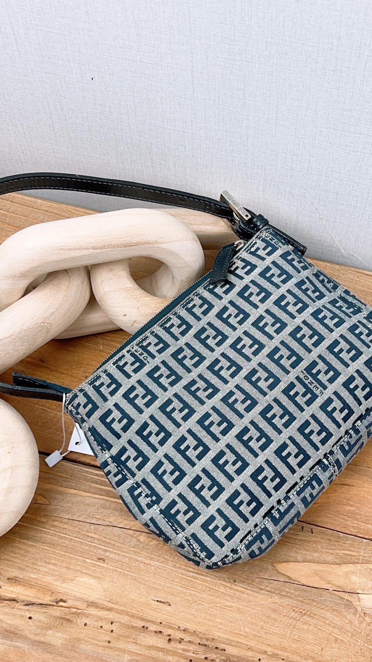 Fendi Navy Canvas Zucchini Mini Shoulder Bag